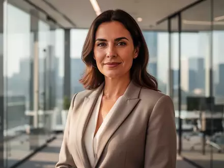 Eine professionelle Geschäftsfrau in einem modernen Bürogebäude bei natürlichem Licht. - Foto: über boerse-global.de