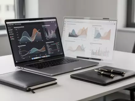 Ein moderner, aufgeräumter Büroarbeitsplatz mit Laptop und Notizbuch als Symbol für digitale Personalverwaltung. - Foto: über boerse-global.de