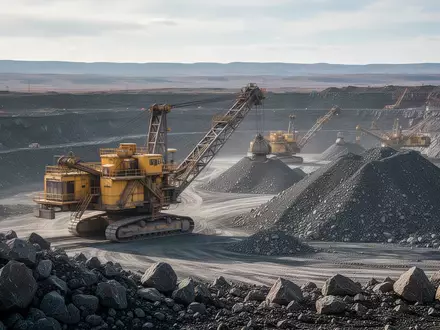 Große Industrie-Bergbaumaschinen in einer Uran-Mine bei Tageslicht. - Foto: über boerse-global.de