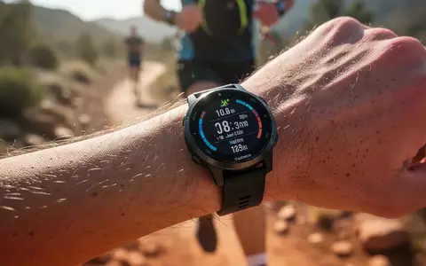 Eine hochwertige Garmin-Smartwatch am Handgelenk eines Läufers während eines Outdoor-Trainings bei Tageslicht. - Foto: über boerse-global.de