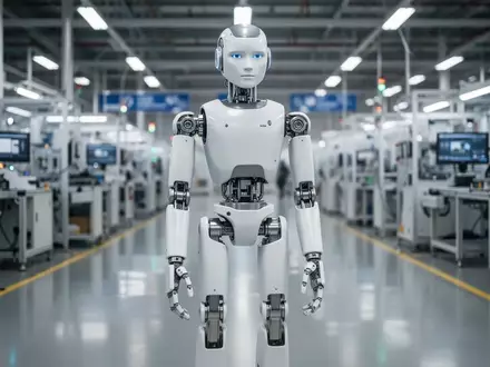 Ein fortschrittlicher humanoider Roboter steht in einer modernen, hell beleuchteten chinesischen Fertigungshalle. - Foto: über boerse-global.de