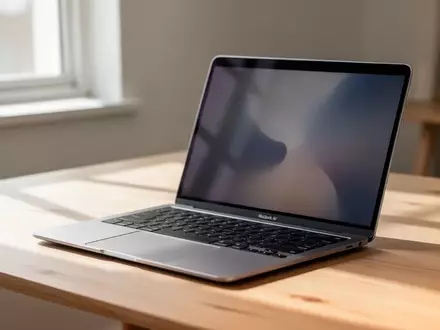 Ein Apple MacBook Air auf einem minimalistischen Schreibtisch in hellem, natürlichem Tageslicht. - Foto: über boerse-global.de