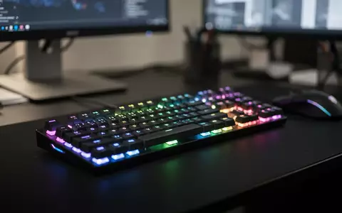 Nahaufnahme einer Gaming-Tastatur mit bunter RGB-Beleuchtung auf einem dunklen Schreibtisch. - Foto: über boerse-global.de