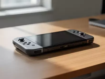 Eine moderne Handheld-Spielkonsole liegt auf einem sauberen Schreibtisch in hellem, natürlichem Licht. - Foto: über boerse-global.de
