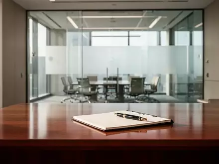Ein minimalistisch gestaltetes, helles Büro mit einem Schreibtisch und einem Konferenzraum im Hintergrund. - Foto: über boerse-global.de
