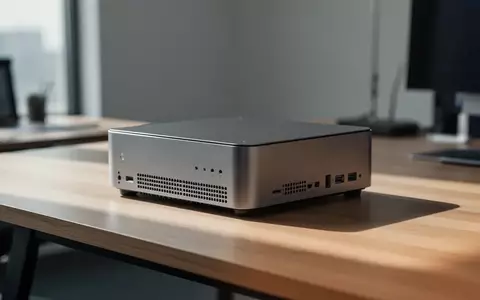 Ein kompakter, silberner Mini-PC auf einem modernen Schreibtisch in einer hellen Büroumgebung. - Foto: über boerse-global.de