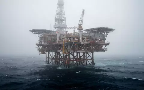 Eine Ölplattform im Schwarzen Meer bei bewölktem Himmel und stürmischer See. - Foto: über boerse-global.de