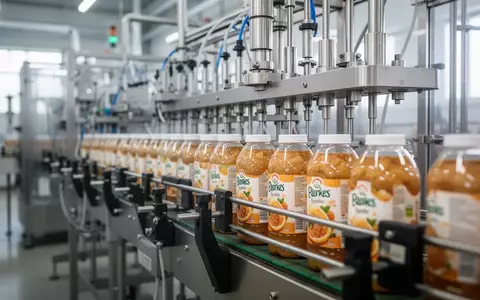 Nahaufnahme einer industriellen Abfüllanlage in einer Lebensmittelproduktion mit unscharfem Hintergrund. - Foto: über boerse-global.de