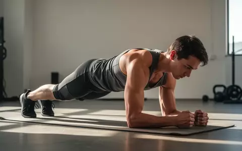 Eine Person führt konzentriert einen Unterarmstütz auf einer Fitnessmatte in einem hellen, minimalistischen Trainingsraum aus. - Foto: über boerse-global.de