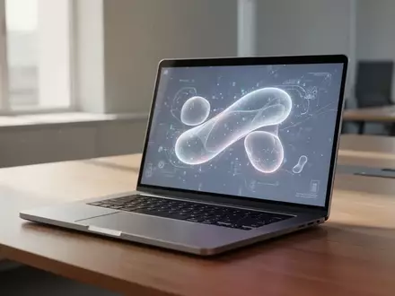 Ein hochwertiger Laptop mit Aluminiumgehäuse auf einem modernen Schreibtisch in einem hellen, professionellen Büro. - Foto: über boerse-global.de