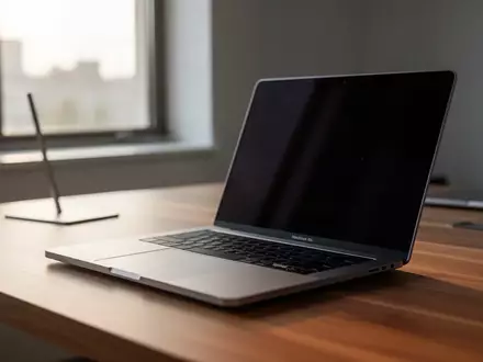 Ein moderner Laptop auf einem Schreibtisch in einem hellen, minimalistischen Büro. - Foto: über boerse-global.de