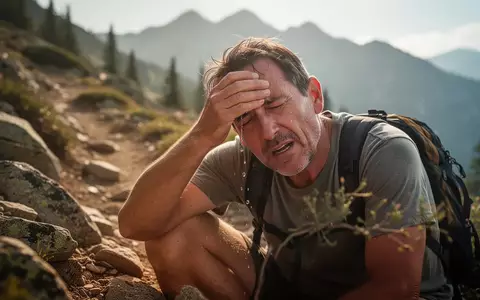 Ein erschöpfter Wanderer ruht sich an einem heißen Sommertag auf einem Bergpfad aus. - Foto: über boerse-global.de