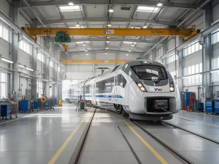 Moderner Instandhaltungsstandort für Züge in einer großen, hellen Werkstatthalle mit technischer Infrastruktur. - Foto: über boerse-global.de