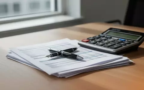 Ein moderner Schreibtisch mit Finanzunterlagen und einem Taschenrechner in einem hellen Bürogebäude. - Foto: über boerse-global.de