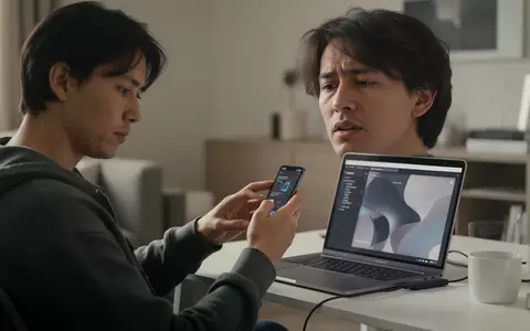 Eine Person sitzt an einem Schreibtisch und schaut abgelenkt auf ihr Smartphone, während ein Laptop daneben steht. - Foto: über boerse-global.de