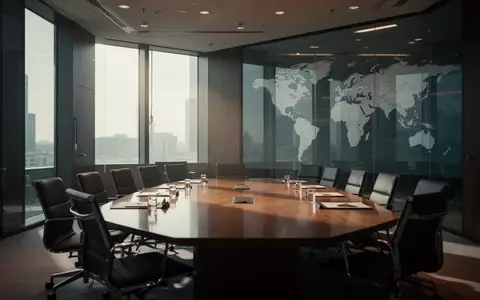 Ein leerer Konferenztisch in einem modernen Verhandlungsraum, der die internationale Fragmentierung der KI-Regulierung symbolisiert. - Foto: über boerse-global.de