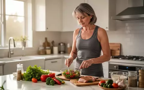 Eine Frau bereitet in einer hellen Küche eine gesunde Mahlzeit zu, Fokus auf gesundheitsbewussten Lebensstil. - Foto: über boerse-global.de