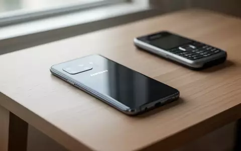 Ein modernes Samsung Galaxy Smartphone liegt neben einem älteren Mobilgerät auf einem Holztisch. - Foto: über boerse-global.de