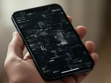 Nahaufnahme eines modernen Smartphones mit einem abstrakten digitalen Störeffekt auf dem Bildschirm. - Foto: über boerse-global.de