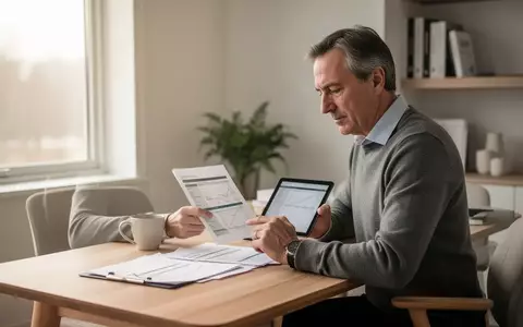 Eine Person prüft konzentriert Finanzunterlagen an einem modernen Schreibtisch bei Tageslicht. - Foto: über boerse-global.de