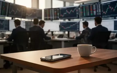 Ein moderner Handelssaal mit verschwommenen Monitoren und Finanzmarkt-Charts im Hintergrund bei natürlichem Licht. - Foto: über boerse-global.de