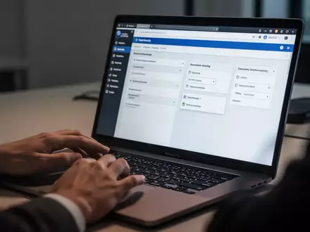 Nahaufnahme einer Person, die an einem Laptop arbeitet, um Browsereinstellungen zu konfigurieren. - Foto: über boerse-global.de
