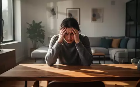 Eine nachdenklich wirkende Person sitzt an einem Holztisch in einem sonnendurchfluteten Raum und wirkt sichtlich überfordert. - Foto: über boerse-global.de