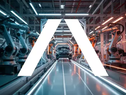 Moderne industrielle Fertigungshalle in einer Automobilfabrik mit Fokus auf fortschrittliche Robotik und Technik. - Foto: über boerse-global.de