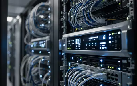 Ein moderner Serverraum mit leuchtenden Status-LEDs an Hardware-Racks als Symbol für IT-Infrastruktur und Sicherheit. - Foto: über boerse-global.de