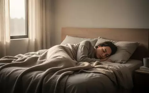 Eine Person schläft friedlich in einem minimalistischen, hellen Schlafzimmer bei natürlichem Morgenlicht. - Foto: über boerse-global.de