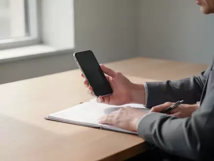 Eine Person hält ein Smartphone in der Hand und notiert Gedanken an einem hellen, aufgeräumten Schreibtisch. - Foto: über boerse-global.de