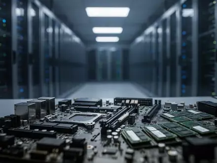 Nahaufnahme von Computer-Hardware und Arbeitsspeicher-Modulen in einem professionellen IT-Labor. - Foto: über boerse-global.de