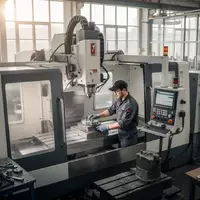 Ein Arbeiter an einer modernen Industriemaschine in einer hellen, professionellen Werkstatt. - Foto: über boerse-global.de