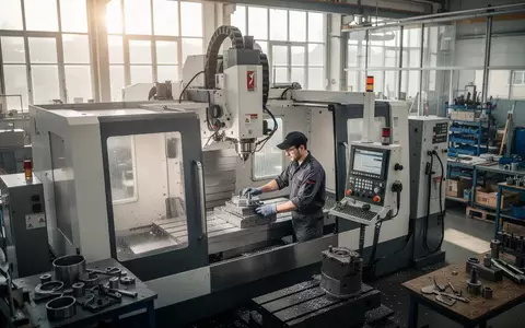Ein Arbeiter an einer modernen Industriemaschine in einer hellen, professionellen Werkstatt. - Foto: über boerse-global.de