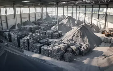 Große Mengen an verarbeitetem Graphitpulver in einem modernen deutschen Industrielager. - Foto: über boerse-global.de
