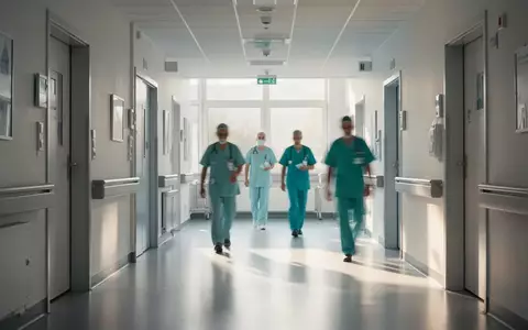 Ein heller, moderner Krankenhausflur mit medizinischem Personal im Hintergrund bei natürlichem Tageslicht. - Foto: über boerse-global.de