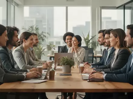 Ein diverser Gruppe von Fachkräften in einem modernen Büro während einer produktiven Zusammenarbeit. - Foto: über boerse-global.de