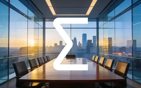 Abstrakte Darstellung eines modernen Konferenzraums mit Blick auf eine Skyline bei Sonnenaufgang, symbolisiert institutionelle Investitionen. - Foto: über boerse-global.de