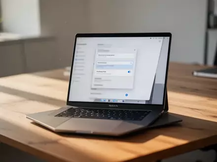 Ein moderner Laptop auf einem Schreibtisch in einem hellen Büro, der Einstellungen zur Systemsicherheit anzeigt. - Foto: über boerse-global.de