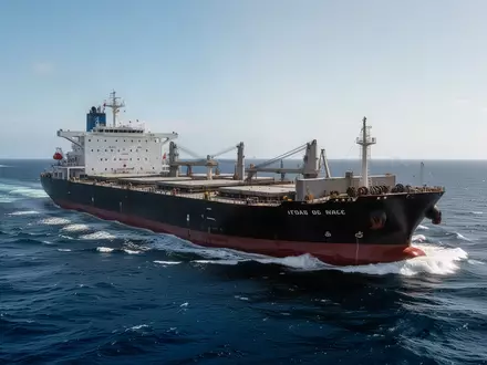 Ein großes Frachtschiff auf offener See bei Tageslicht. - Foto: über boerse-global.de