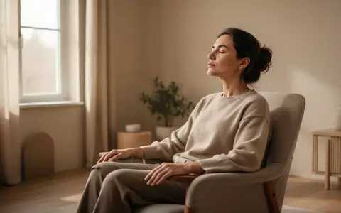 Eine Person sitzt entspannt in einem hellen, minimalistischen Raum und praktiziert achtsame Atemübungen zur Stressregulation. - Foto: über boerse-global.de