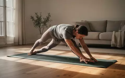 Person beim achtsamen Dehn- und Rückentraining auf einer Yogamatte in einem lichtdurchfluteten, minimalistischen Raum. - Foto: über boerse-global.de