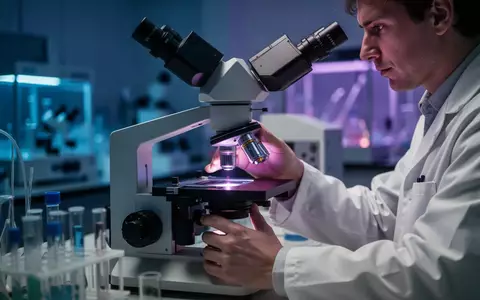 Ein Forscher bei der Arbeit an einem Mikroskop in einem modernen Labor zur Untersuchung zellbiologischer Prozesse. - Foto: über boerse-global.de