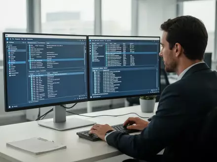 Ein IT-Administrator arbeitet an einer Workstation mit komplexen Verzeichnisstrukturen und Systemeinstellungen. - Foto: über boerse-global.de