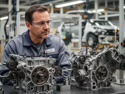 Ein erfahrener Industriearbeiter in einer modernen Produktionshalle bei der Arbeit an einem Bauteil. - Foto: über boerse-global.de