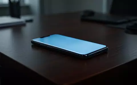 Ein modernes Smartphone liegt in einem abgedunkelten Raum auf einem Schreibtisch und wird von einem kalten blauen Licht beleuchtet. - Foto: über boerse-global.de