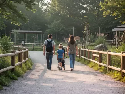 Ein ruhiger, barrierefreier Weg in einem naturnahen Tierpark bei sanftem Tageslicht. - Foto: über boerse-global.de