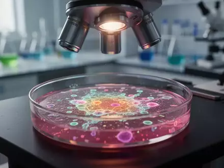 Nahaufnahme einer Zellkultur in einer Laborschale unter einem Mikroskop zur Erforschung von Immunmetabolismus-Prozessen. - Foto: über boerse-global.de