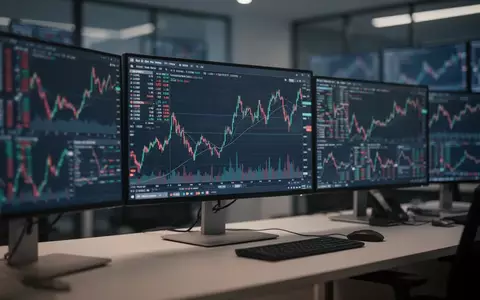 Moderne Finanzhandelsumgebung mit unscharfen Monitoren, die Markttrends anzeigen. - Foto: über boerse-global.de