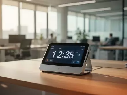 Ein modernes Büro-Arbeitsumfeld mit Fokus auf eine digitale Zeiterfassung auf einem Schreibtisch. - Foto: über boerse-global.de